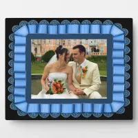 Personalized Wedding Photo Blue Lace Ribbon Frame