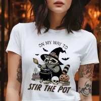 On My Way Stir the Pot Vintage Raccoon Halloween T-Shirt