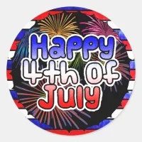 Happy Fourth of July Fireworks Stickers