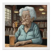 Aging Humor |l Old Lady Drinking Beer and Shot Poster