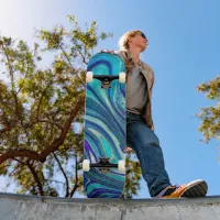 Elegant Aquamarine Paua Rainbow Shell Inspired Skateboard