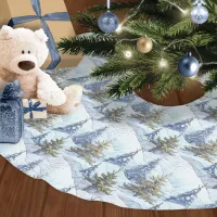 Blue Gold Christmas Pattern#4 ID1009 Brushed Polyester Tree Skirt