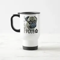 I Love Pugs | Cute Dog Owners Travel Mug