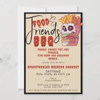 Halloween Fall Friends Food BBQ Skull Burger Fries Invitation