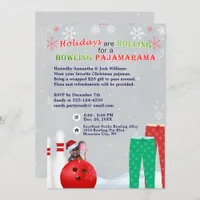 Holiday Christmas Bowling Pajama Pizza Party Gray Invitation