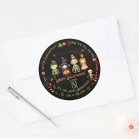 Happy Halloween Cute Monsters Party Classic Round Sticker