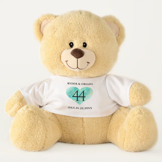 Elegant 44th Turquoise Wedding Anniversary Teddy Bear