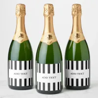 Add Your Text Black & White Referee Sparkling Wine Label