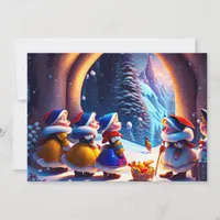 Cute little dwarfs expect Christmas Eve  Holiday Card