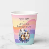 Cute Watercolor Guinea Pigs Child's Birthday Party Paper Cups