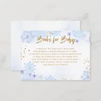 Blue Gold Snowflakes Baby Shower Book Request  Enclosure Card