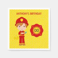 Firefighter themed Birthday Party personalized Paper Napkins