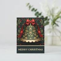 Bow Bell And Vines - Christmas Card