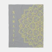 Yellow and Gray Mandala Fleece Blanket