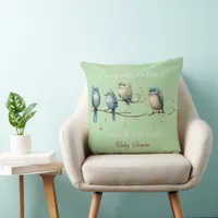 Whimsical Birds on Branches  Pastel Baby Shower Throw Pillow