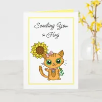 Sending you a Hug | Cute Kitten and Sunflower Card