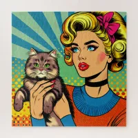 Comic Pop Art Woman and Cat