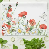 Poppies, Wildflowers, and Butterflies Floral Kitchen Towel