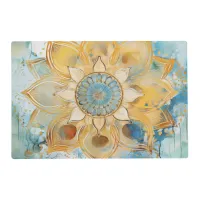 *~* BLESSED SACRED Gold Mandala AP2 Aqua Placemat