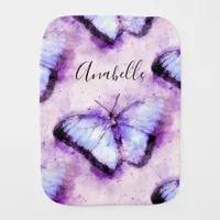 Ethereal Marvelous Morpho Blue Lilac Butterflies Baby Burp Cloth