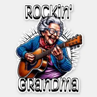 Rockin' Grandma Funny Comic  Sticker