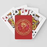 Chinese Zodiac Snake Red/Gold ID542 Poker Cards