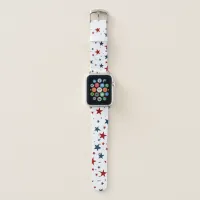 Patriotic Stars in Red White and Blue Pattern Apple Watch Band