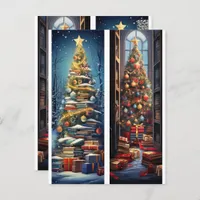 Bookmarks:  Christmas Trees with Books Holiday Postcard