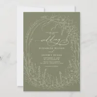 Sage Coquette Woodland Garden Floral Wedding Invitation