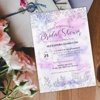 Spring Leaf Motifs Pastel Watercolor Bridal Shower Invitation