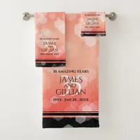 Elegant 35th Coral Wedding Anniversary Bath Towel Set