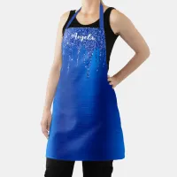 Dripping Royal Blue Glitter Glam Personalized Apron