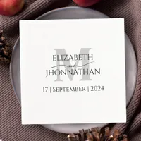 Modern Minimalist Wedding Grey Monogram Napkins