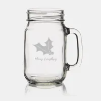 Holly berries Christmas Holidays Mason Jar W/ Handle