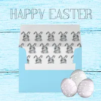 Gray Easter Bunnies Preschool Boys Blue Card Envelope