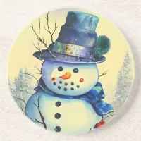 Watercolor Snowman Sandstone Coaster