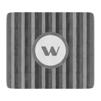 Rustic Grey Monogram & Stripes Cutting Board