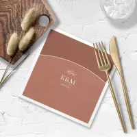 Thin Line Minimalist Wedding Terra Cotta/Br ID919  Napkins