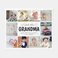 Personalized Love You Grandma Hearts 10 Photo Fleece Blanket