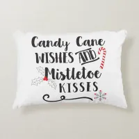 candy cane wishes and mistletoe kisses decorative pillow