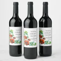 Sublime Watercolor Red Poppies in Vintage Style Wine Label