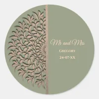 Elegant Modern Sage green & gold classic Classic Round Sticker