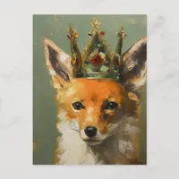 Beautiful Red Fox in a Green Red Gold Crown Postcard