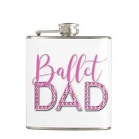 Bright Pink Ballet Dad Sparkle Diamond Flask