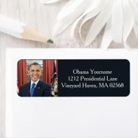 President Barack Obama 2nd Term Portrait Address Label