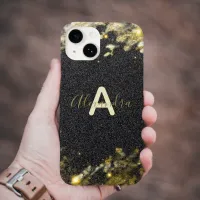Gold Black Glittery Sparkly Stylish Modern Glam Case-Mate iPhone Case