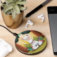 Cute Llama Meditating in Magical Forest Wireless Charger