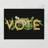 Vintage Greenery Floral Elegant Feminine Go Vote Postcard