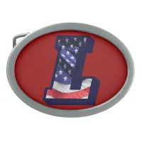 American Flag Letter "L" Oval Belt Buckle