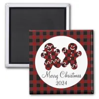  Red & Black Plaid Gingerbread Merry Christmas Magnet